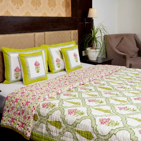 Lime Blossom Jaipuri Quilt
